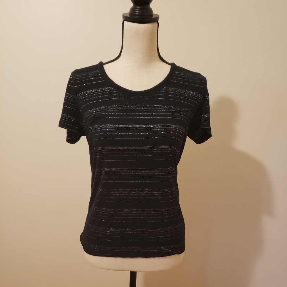 Black & Silver striped tee
